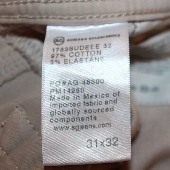 Ag Adriano Goldschmied beige  Slim Leg Jeans Men’s  Size 31X32 - Picture 9 of 13